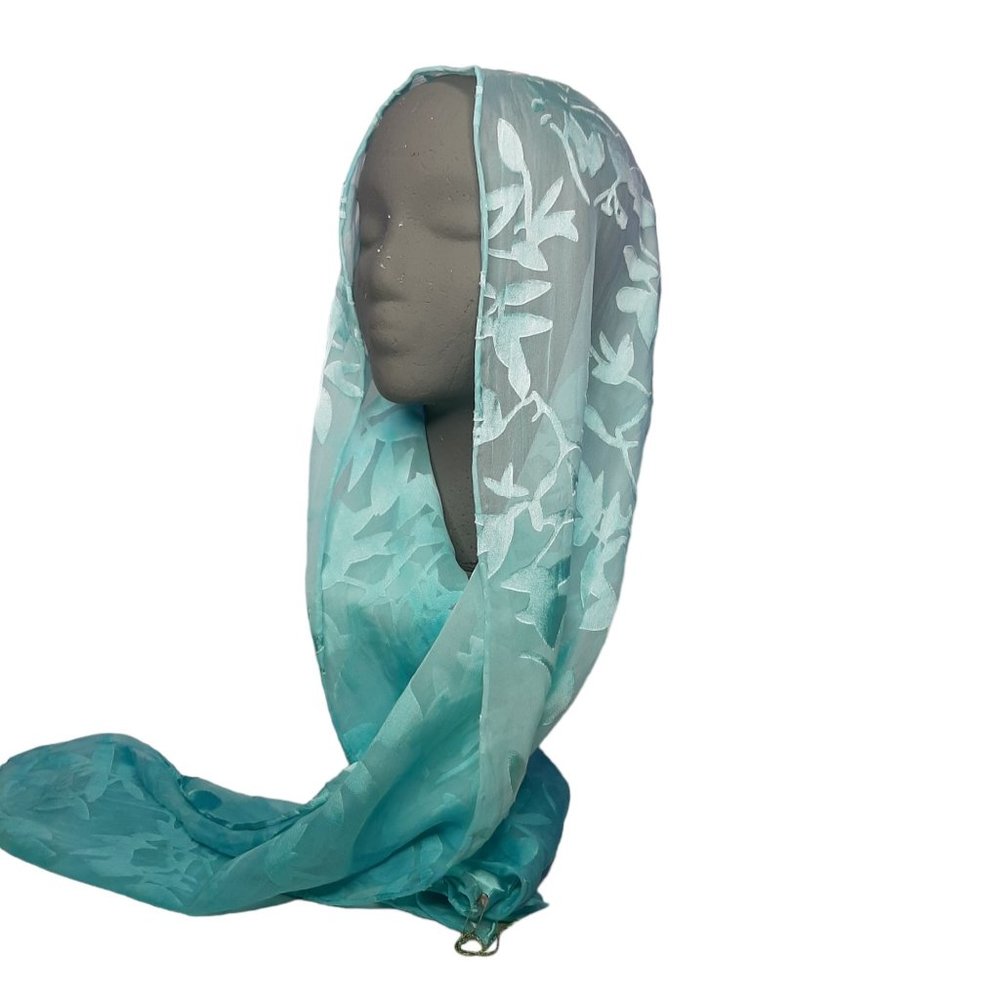 Hand Dyed Scarf Turquoise Aqua Blue Easter Mother's Day Wedding Silk Rayon NEW